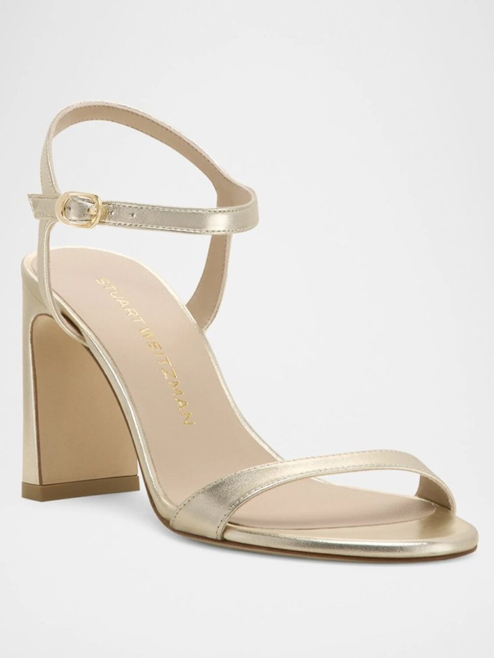 $550 STUART WEITZMAN Babette Metallic Ankle-Strap Sandals LIGHT GOLD 7 (DD13)